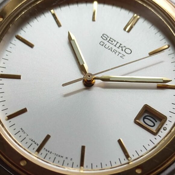 Seiko Quartz 7N42-7041 Two-Tone Day Date 36mm Original Bracelet Japan Working - Picture 5 of 7